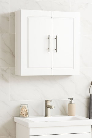 Dulapuri Baie - Dulap baie suspendat ANDRE, front MDF, 2 usi, alb, 60x17x60 cm