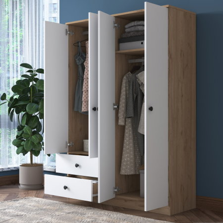 Dulap BA108, 4 usi, 2 sertare, 120x42,5x170 cm [5]