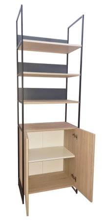 Dulapuri Baie - Dulap baie seria 760, cadru metalic, front MDF, 2 usi, antracit + sonoma, 67x37x190 cm