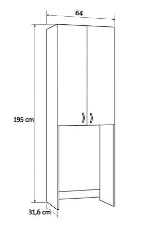 Dulap masina de spalat, 2 usi, alb, 64x30x195 cm [5]