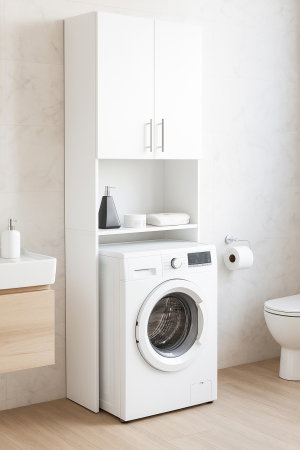 Dulap masina de spalat, 2 usi, alb, 64x25x195 cm [0]