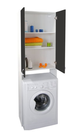 Dulap masina de spalat, 2 usi, alb + wenge, 64x30x195 cm [3]