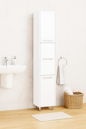 Dulapuri Baie - Dulap baie seria 020, 3 usi, alb, 30x30x180 cm