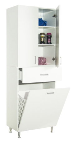 Dulapuri Baie - Dulap baie seria 021, 3 usi, 1 sertar, alb, 64x37x170 cm