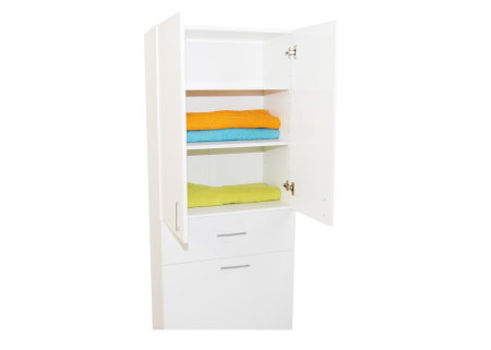 Dulap baie seria 021, 3 usi, 1 sertar, alb, 64x37x170 cm [5]