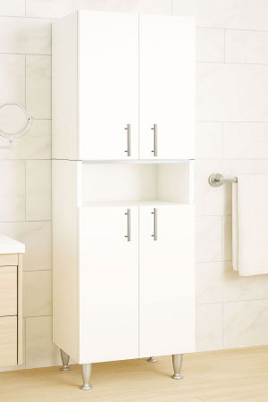 Dulapuri Baie - Dulap baie seria 002, 4 usi, alb, 60x31.6x166 cm