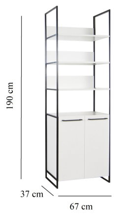Dulapuri Baie - Dulap baie seria 740, cadru metalic, front MDF, 2 usi, alb, 67x37x190 cm