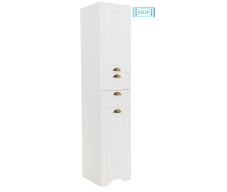 Dulapuri Baie - Dulap baie seria 172, front MDF, 2 usi, 2 sertare, alb rustic, 35x31.6x180 cm