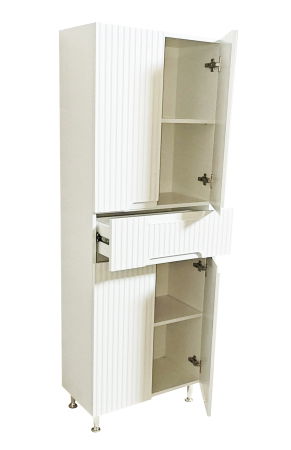 Dulapuri Baie - Dulap baie seria 033, front MDF, 4 usi, 1 sertar, alb, 60x31.6x166 cm