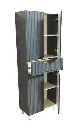 Dulapuri Baie - Dulap baie seria 033, front MDF, 4 usi, 1 sertar, antracit, 60x31.6x166 cm