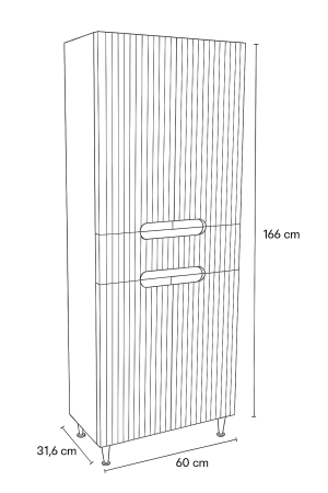 Dulapuri Baie - Dulap baie seria 033, front MDF, 4 usi, 1 sertar, crem, 60x31.6x166 cm