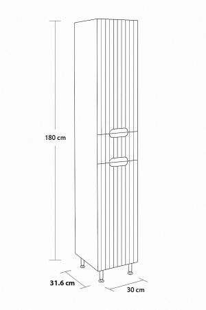 Dulapuri Baie - Dulap baie seria 033, fronturi MDF, 2 usi, 1 sertar, crem, 30x31.6x180 cm