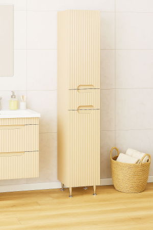 Dulapuri Baie - Dulap baie seria 033, fronturi MDF, 2 usi, 1 sertar, crem, 30x31.6x180 cm