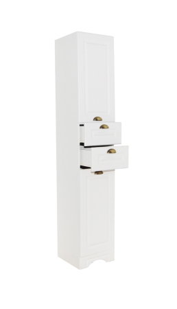 Dulapuri Baie - Dulap baie seria 172, front MDF, 2 usi, 2 sertare, alb rustic, 35x31.6x180 cm