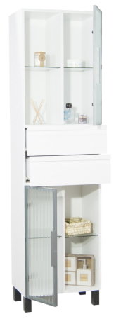 Dulapuri Baie - Dulap baie seria 758, front MDF, 2 usi, 2 sertare, alb, 50x32x180 cm