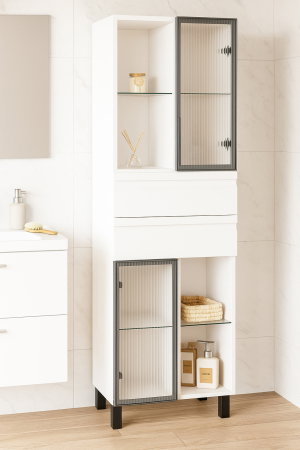 Dulapuri Baie - Dulap baie seria 758, front MDF, 2 usi, 2 sertare, alb, 50x32x180 cm