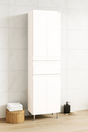 Dulapuri Baie - Dulap baie seria 786, front MDF, 4 usi, 1 sertar, montat, alb, 50x32x180 cm