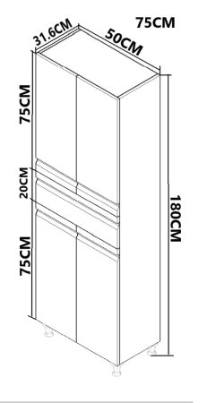 Dulap baie seria 786, front MDF, 4 usi, 1 sertar, montat, alb, 50x32x180 cm [4]