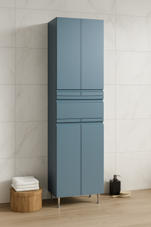 Dulapuri Baie - Dulap baie seria 786, front MDF, 4 usi, 1 sertar, montat, antracit, 50x32x180 cm