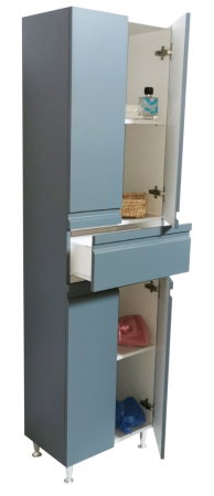 Dulapuri Baie - Dulap baie seria 786, front MDF, 4 usi, 1 sertar, montat, antracit, 50x32x180 cm