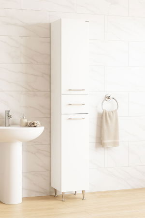 Dulapuri Baie - Dulap baie seria 010, front MDF, 2 usi, 1 sertar, alb, 30x31.6x180 cm