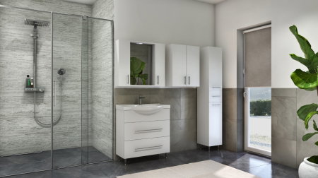 Dulapuri Baie - Dulap baie seria 010, front MDF, 2 usi, 1 sertar, montat, alb, 30x31.6x180 cm