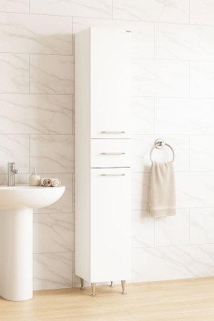 Dulapuri Baie - Dulap baie seria 010, front MDF, 2 usi, 1 sertar, montat, alb, 30x31.6x180 cm