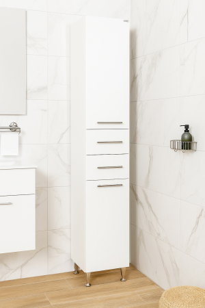 Dulapuri Baie - Dulap baie seria 001, front MDF, 2 usi, 2 sertare, alb, 30x31.6x180 cm