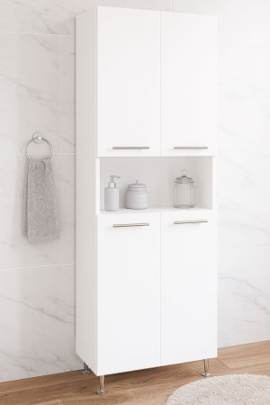Dulapuri Baie - Dulap baie seria 004, front MDF, 4 usi, montat, alb, 60x31.6x166 cm