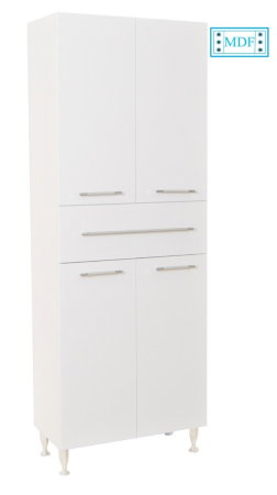 Dulapuri Baie - Dulap baie seria 005, front MDF, 4 usi, 1 sertar, montat, alb, 60x31.6x166 cm