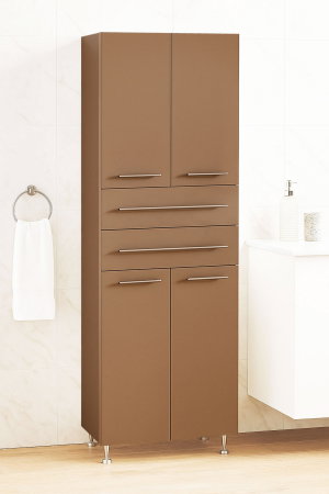 Dulapuri Baie - Dulap baie seria 008, front MDF, 4 usi, 2 sertare, cappuccino, 60x31.6x180 cm