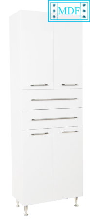 Dulapuri Baie - Dulap baie seria 008, front MDF, 4 usi, 2 sertare, montat, alb, 60x31.6x180 cm