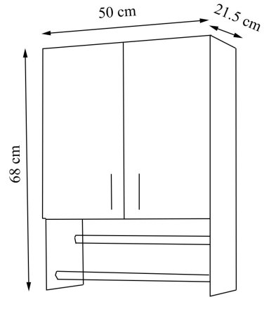 Dulap baie suspendat BELLA, 2 usi, montat, alb, 50x21.5x68 cm [4]