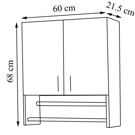 Dulap baie suspendat BELLA, 2 usi, montat, alb, 60x21.5x68 cm [4]