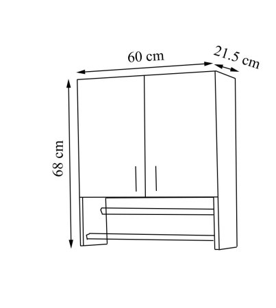 Dulap baie suspendat BELLA, 2 usi, alb, 60x21.5x68 cm [4]