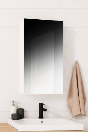 Dulap baie, 1 usa, oglinda, alb, 40x14x68 cm [0]