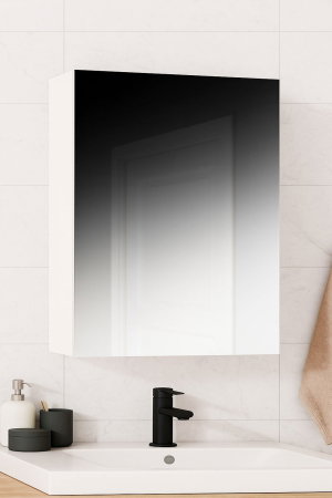 Dulapuri Baie - Dulap baie suspendat, 1 usa, oglinda, alb, 60x14x68 cm