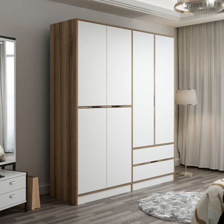 Dulap ELINA, 6 usi, 2 sertare, 185x52x208 cm [2]