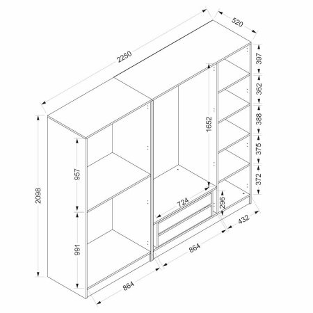 Dulap KALE PLUS, 225x52x210 cm [7]