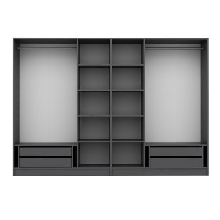 Dulap KALE PLUS, 6 usi, antracit + geam fumuriu, 270x52x210 cm [6]