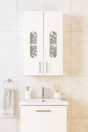 Dulap baie suspendat seria 177 LAGUNA, front MDF, 2 usi, alb, 30x21.5x68 cm [0]