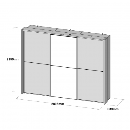 Dulap LONA LQNS13214B, usi glisante, oglinda, 3 rafturi, bara de haine, alb, 280,5x63,9x215,9 cm - ExpoMob [5]