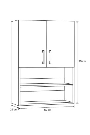 Dulapuri Baie - Dulap baie suspendat, 2 usi, alb, 60x25x90 cm