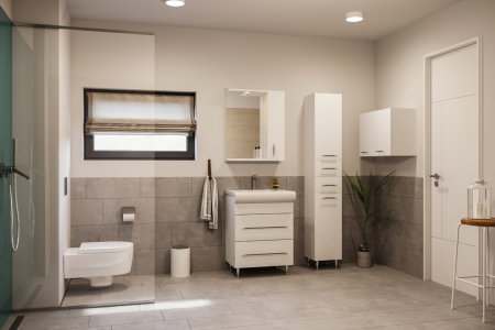 Dulapuri Baie - Dulap baie suspendat, front MDF, 2 usi, alb, 60x25x45 cm