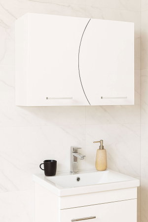 Dulapuri Baie - Dulap baie suspendat, front MDF, 2 usi, alb, 60x25x45 cm