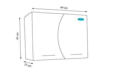 Dulap baie suspendat, front MDF, 2 usi, alb, 60x25x45 cm [4]