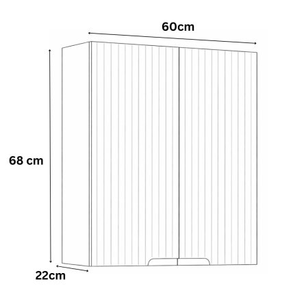 Mobilier Baie - Dulap baie suspendat seria 033, front MDF, 2 usi, crem, 60x22x68 cm
