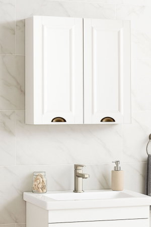 Dulapuri Baie - Dulap baie suspendat seria 172, front MDF, 2 usi, montat, alb, 60x21.5x68 cm