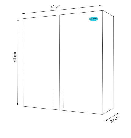 Dulapuri Baie - Dulap baie suspendat VERONA, front MDF, 2 usi, alb, 65x21.5x68 cm