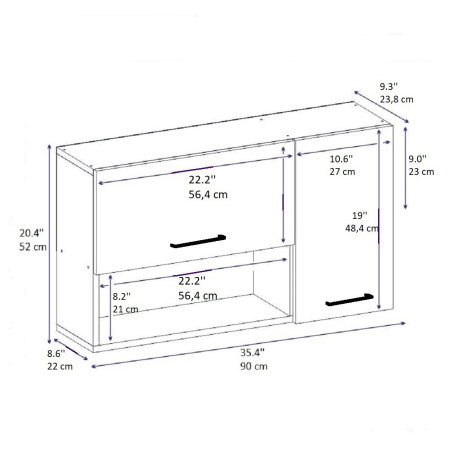 Dulap suspendat AKASYA, 90x24,8x52 cm [5]